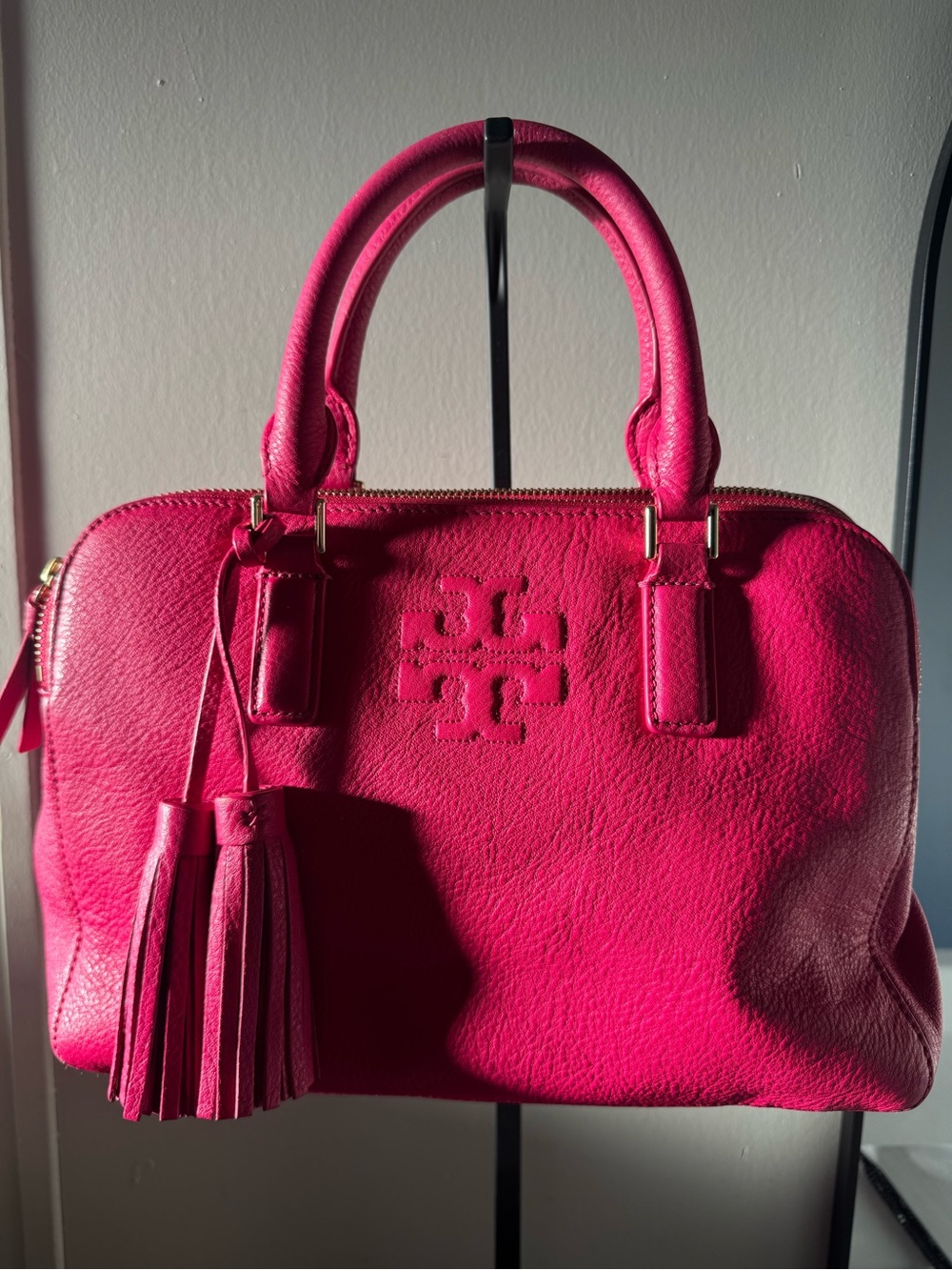 Tory Burch Hot Pink Dome Satchel with Tassel